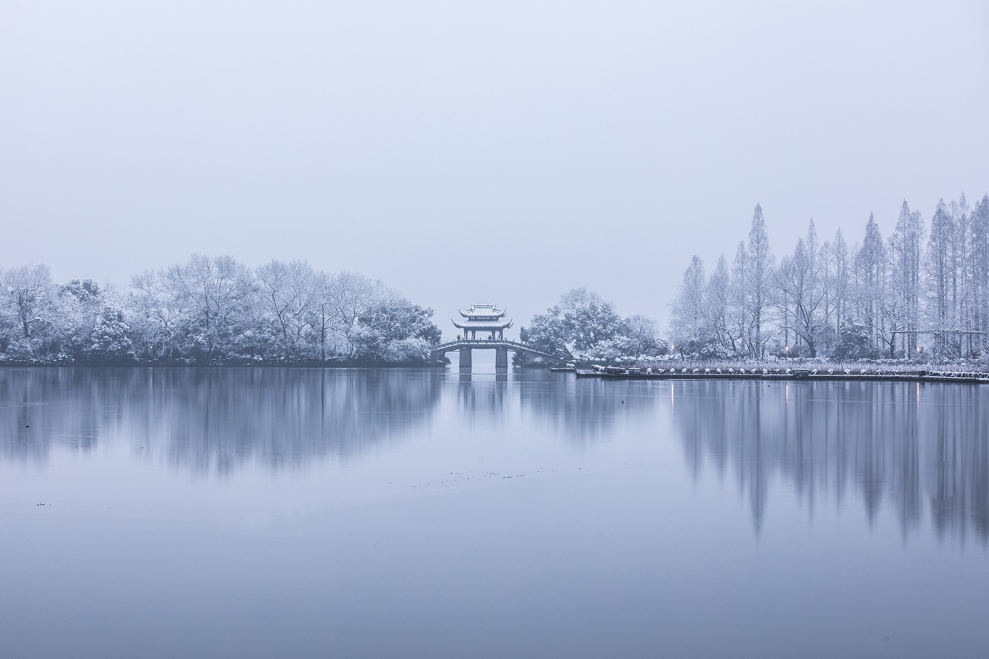 江南雪,轻素剪云端。琼树忽惊春意早,梅花偏觉晓香寒