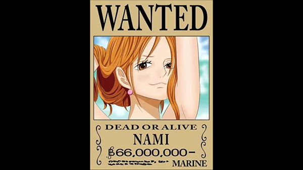 娜美梦想绘制全世界的地图,最开始的赏金1600万贝利,后涨到