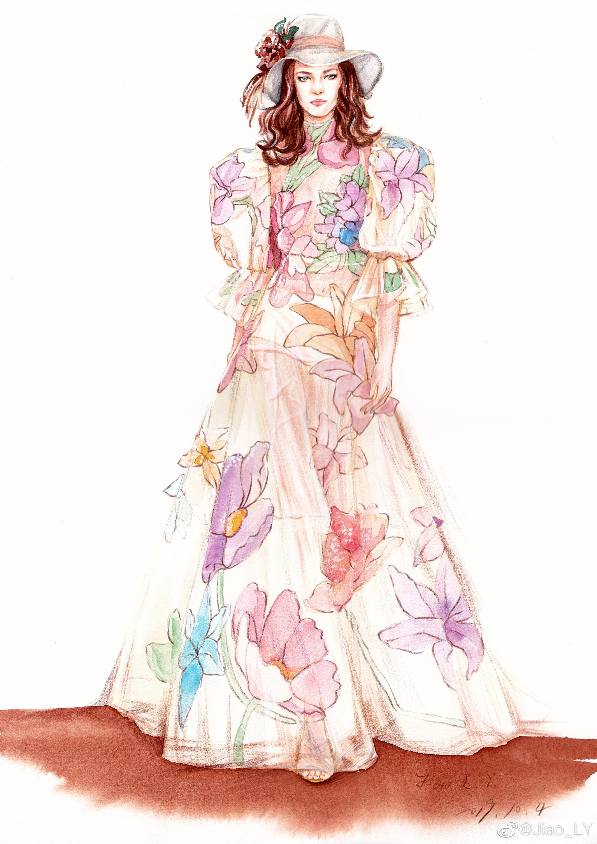 水彩彩铅 蕾丝 纱质面料表达作者:@jiao_ly