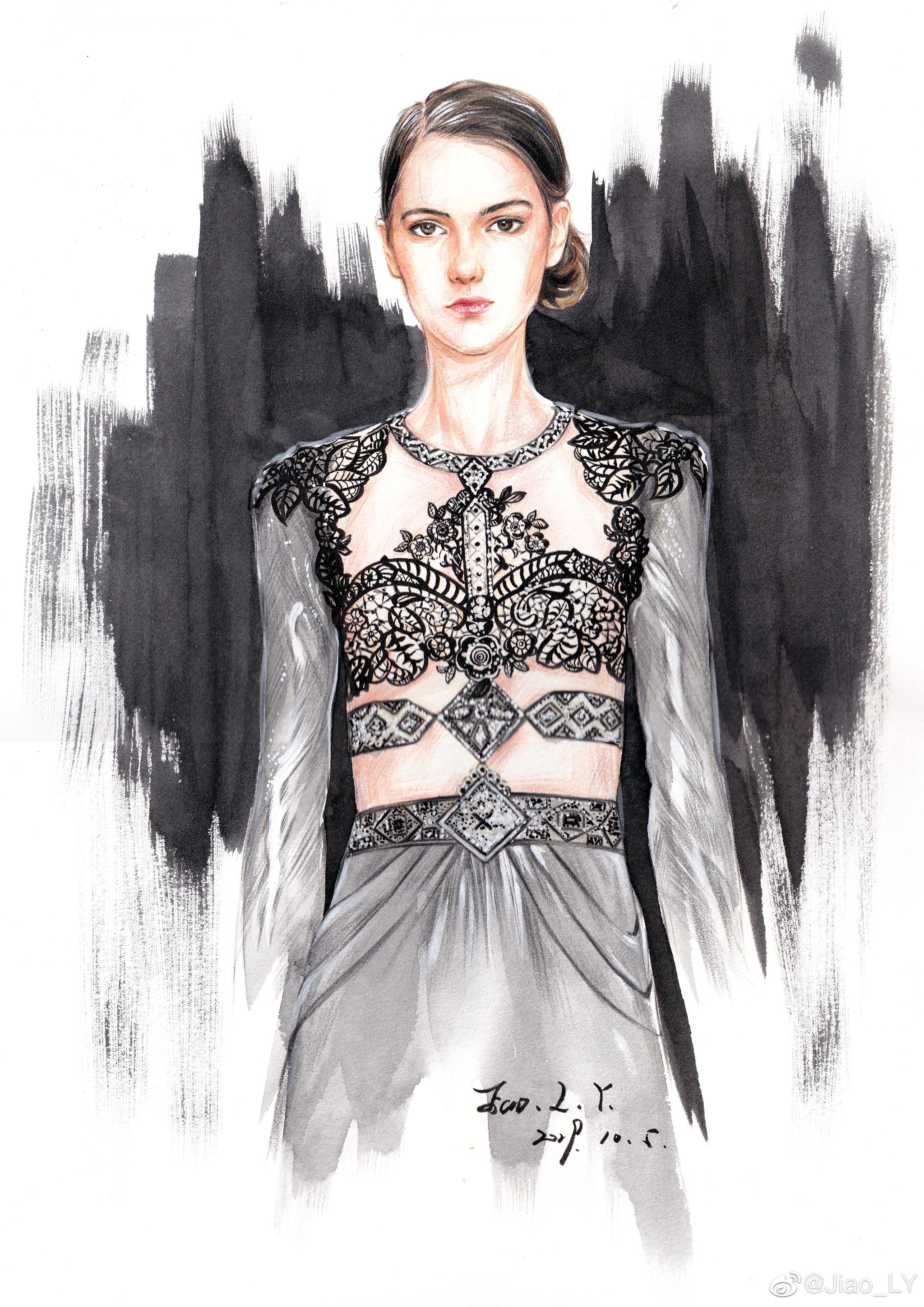 水彩77彩铅 蕾丝 纱质面料表达作者:@jiao_ly