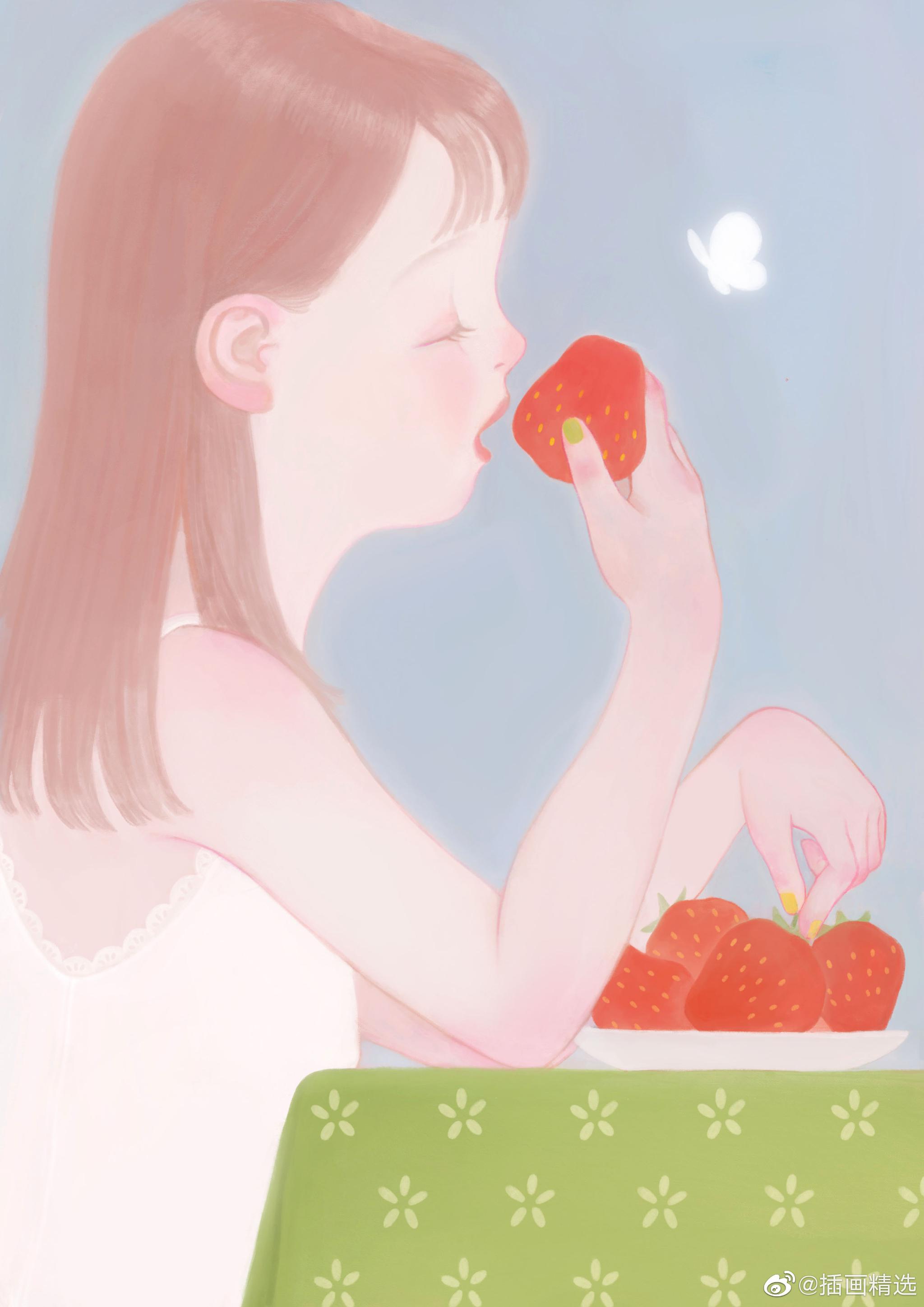 水果味女孩可爱的少女配色每一幅画都水灵灵的温柔的笔触细腻