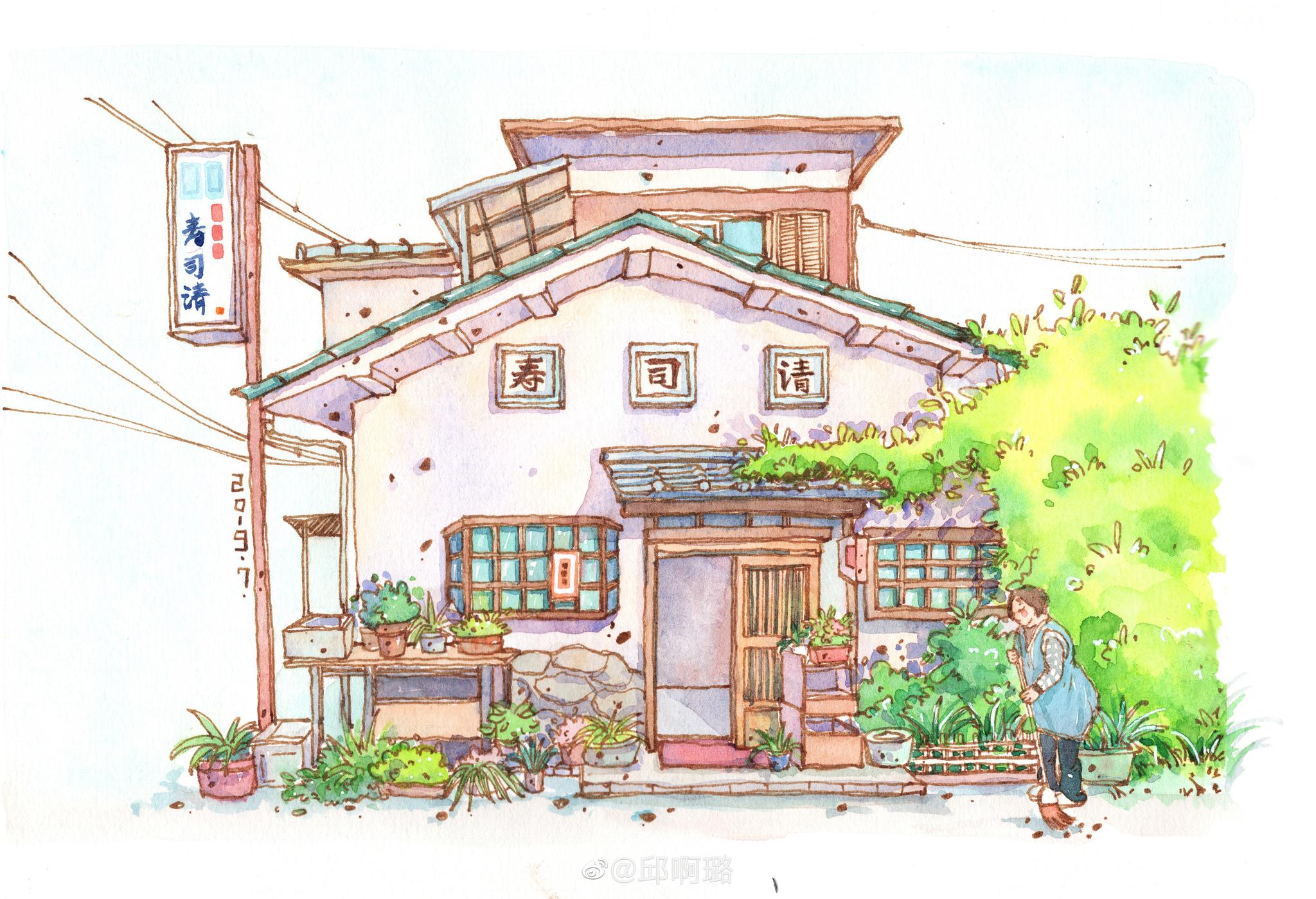 作者:@邱啊璐钢笔淡彩小风景~|淡彩|钢笔|邱啊璐_新浪新闻