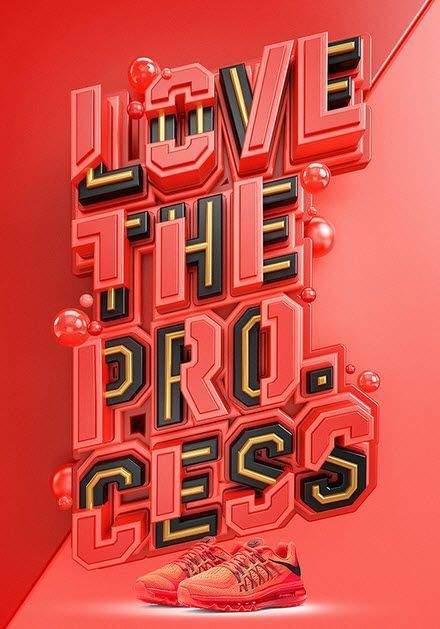 一组创意立体文字海报设计