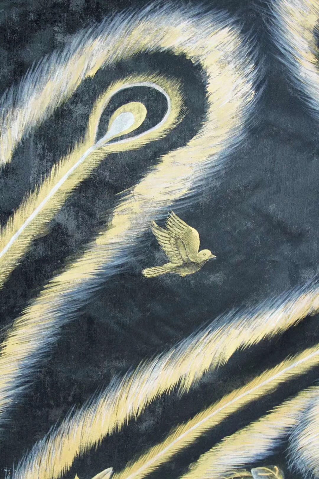 贝壳粉工笔画,挺特别的背景墙.