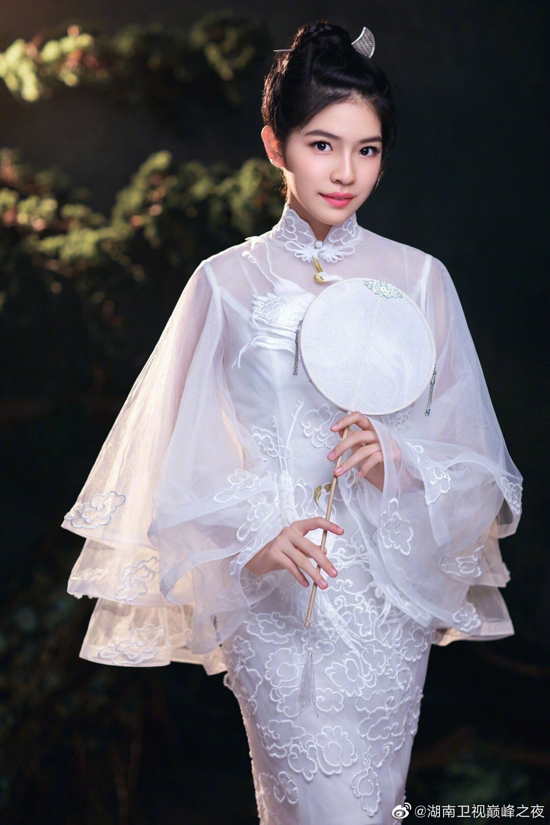 国风美少女陈依妙着装很漂亮在加上演奏的画面