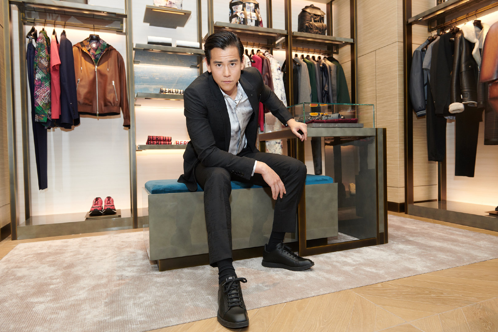 品牌代言人@彭于晏 出席@berluti 北京skp新店开幕活动