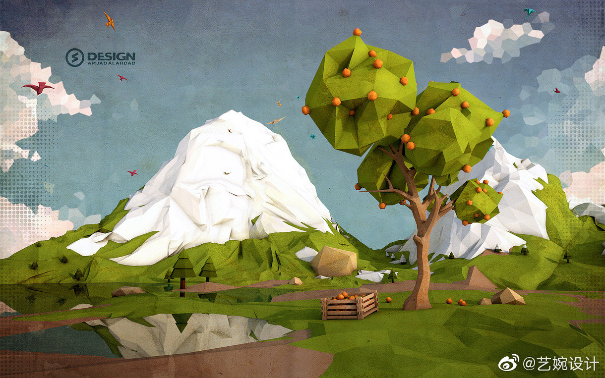 c4d-低多边形风格海报欣赏