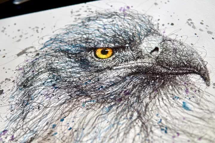 90后插画师,用一团乱线画出哪吒,绝对是"大神"级人物