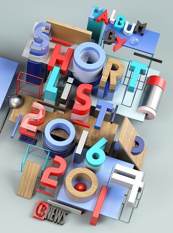 一组创意立体文字海报设计