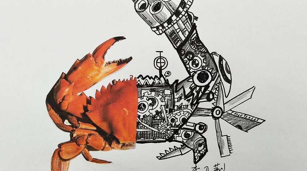创意儿童画:机械螃蟹