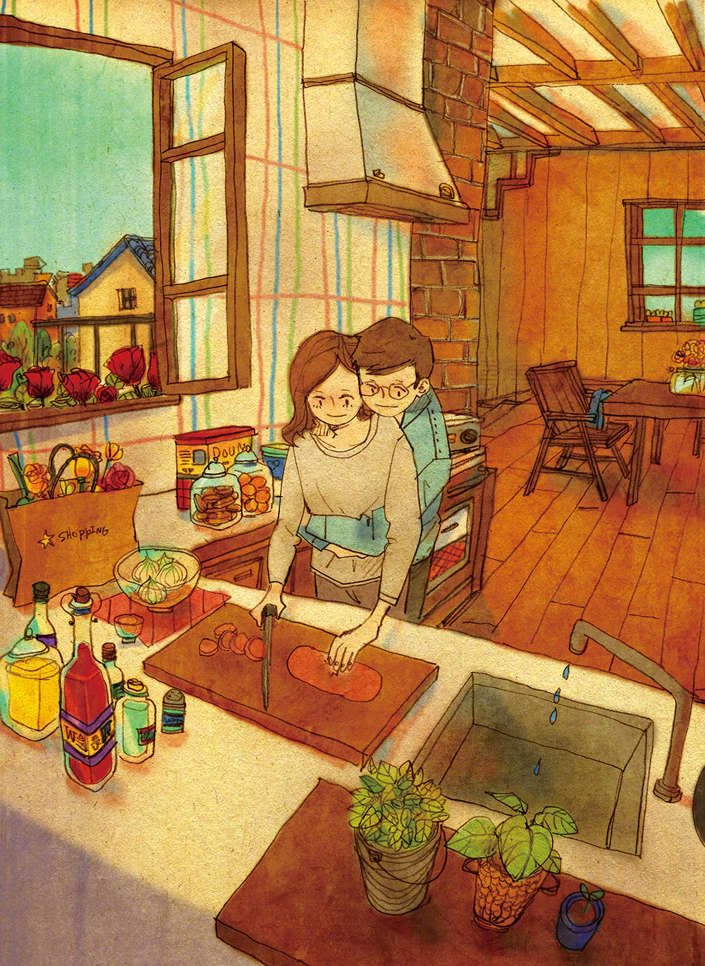 一组能看到幸福的插画,甜甜的恋爱