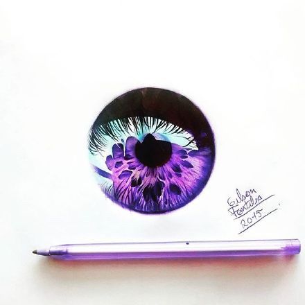 巴西插画师gelson fonteles 用圆珠笔画的七彩眼睛