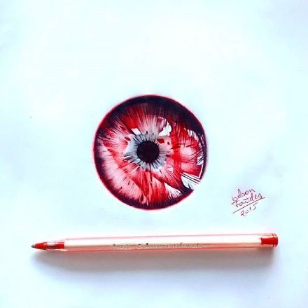 巴西插画师gelson fonteles 用圆珠笔画的七彩眼睛