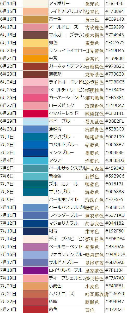 365天 诞生色 你的生日对应着什么颜色 365天 诞生色 你的生日对应着什么颜色