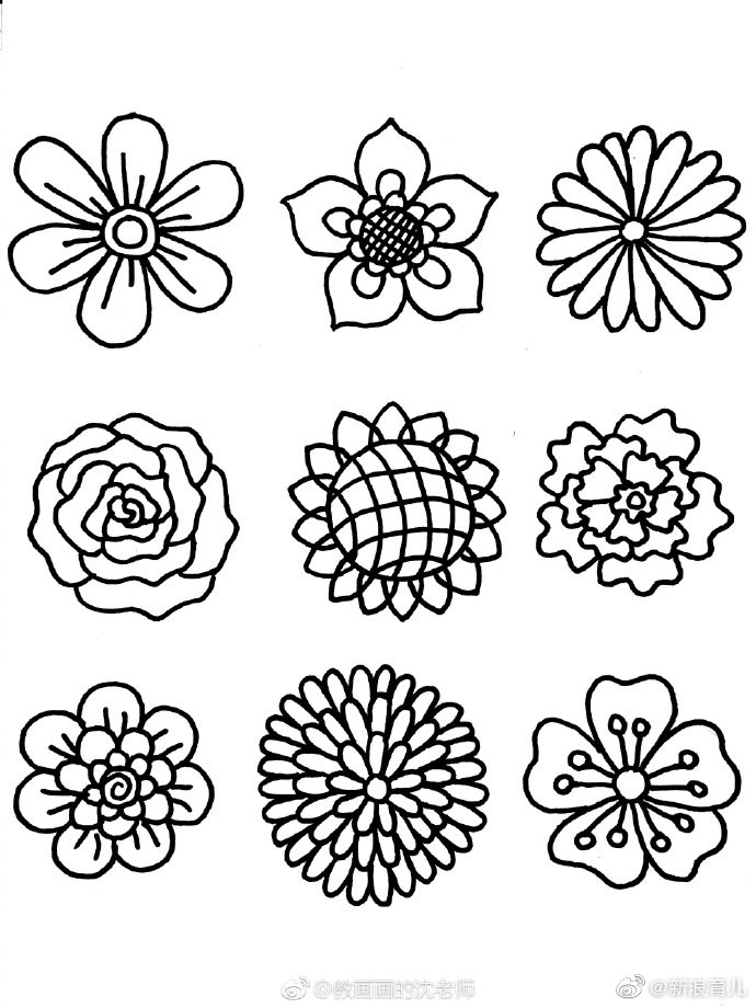 超全的花朵简笔画手绘手帐素材
