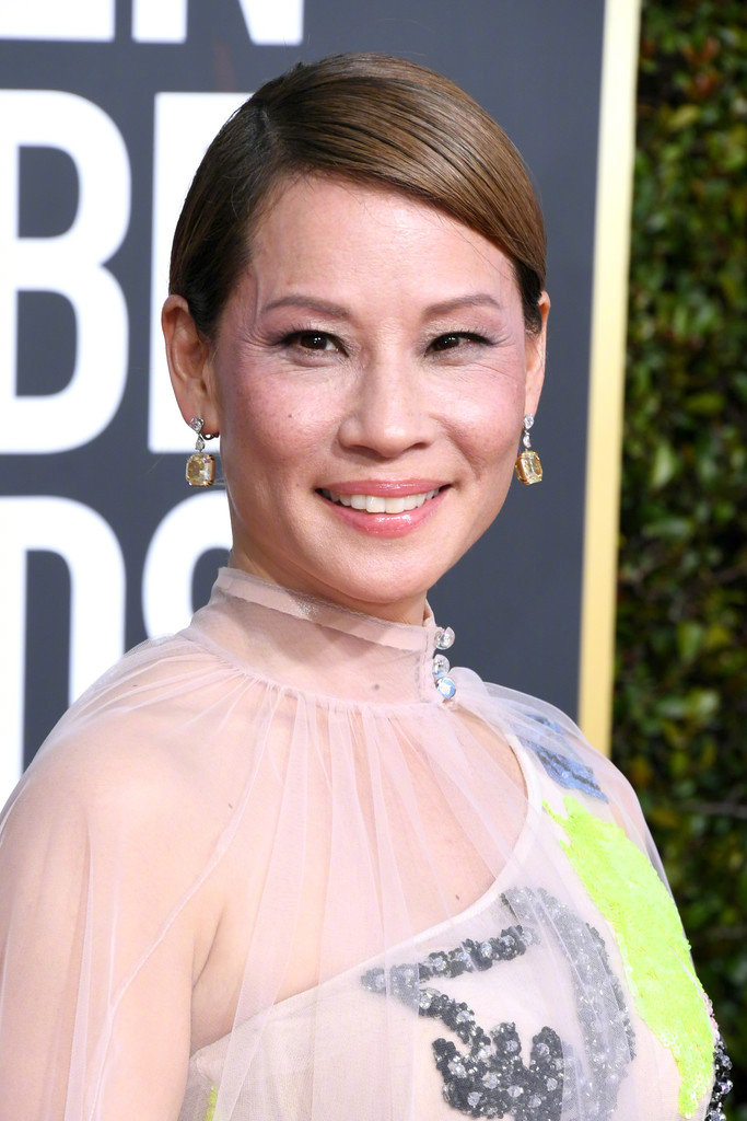 出席颁奖典礼和instyle after party的华裔女星刘玉玲 lucy liu