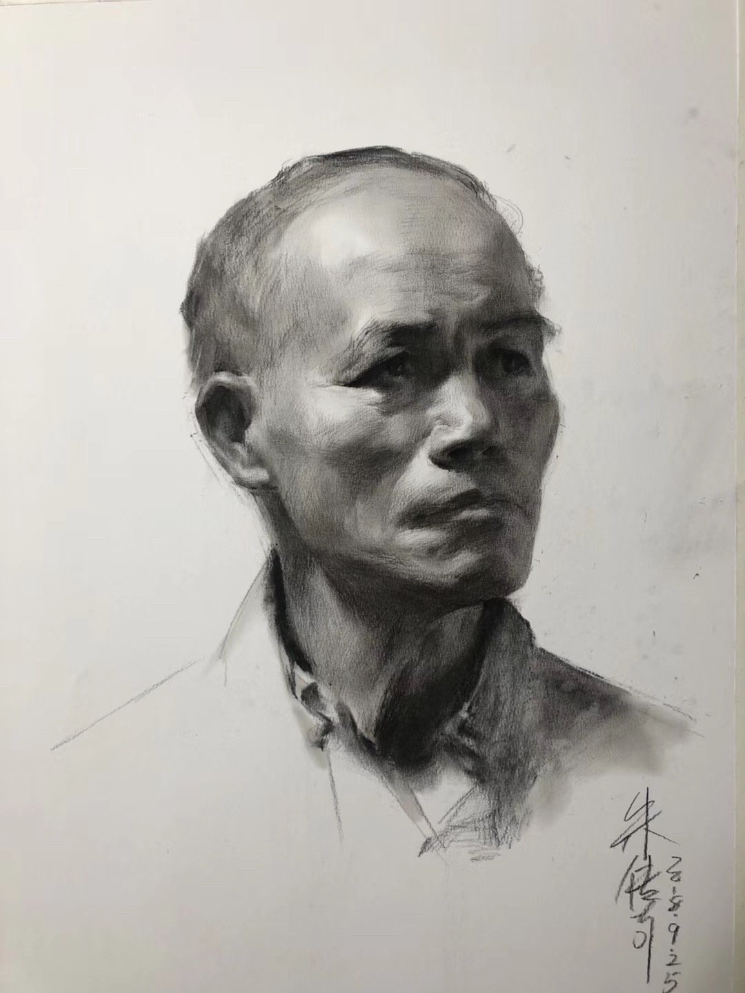 第三〇〇集男老年素描头像范画步骤详细解析部分细节图