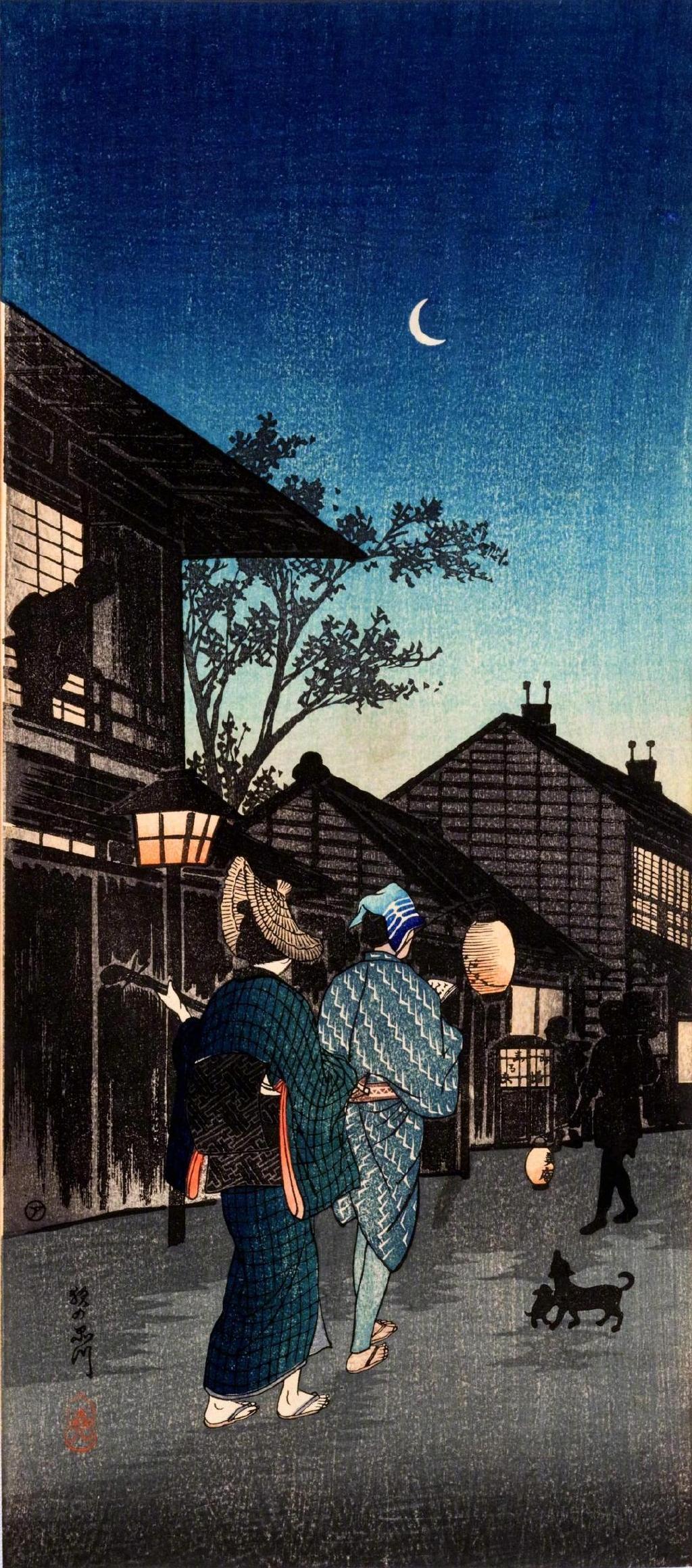 浮世绘师 高桥松亭 的浮世绘版画,描绘了江户时代日本各地的风景