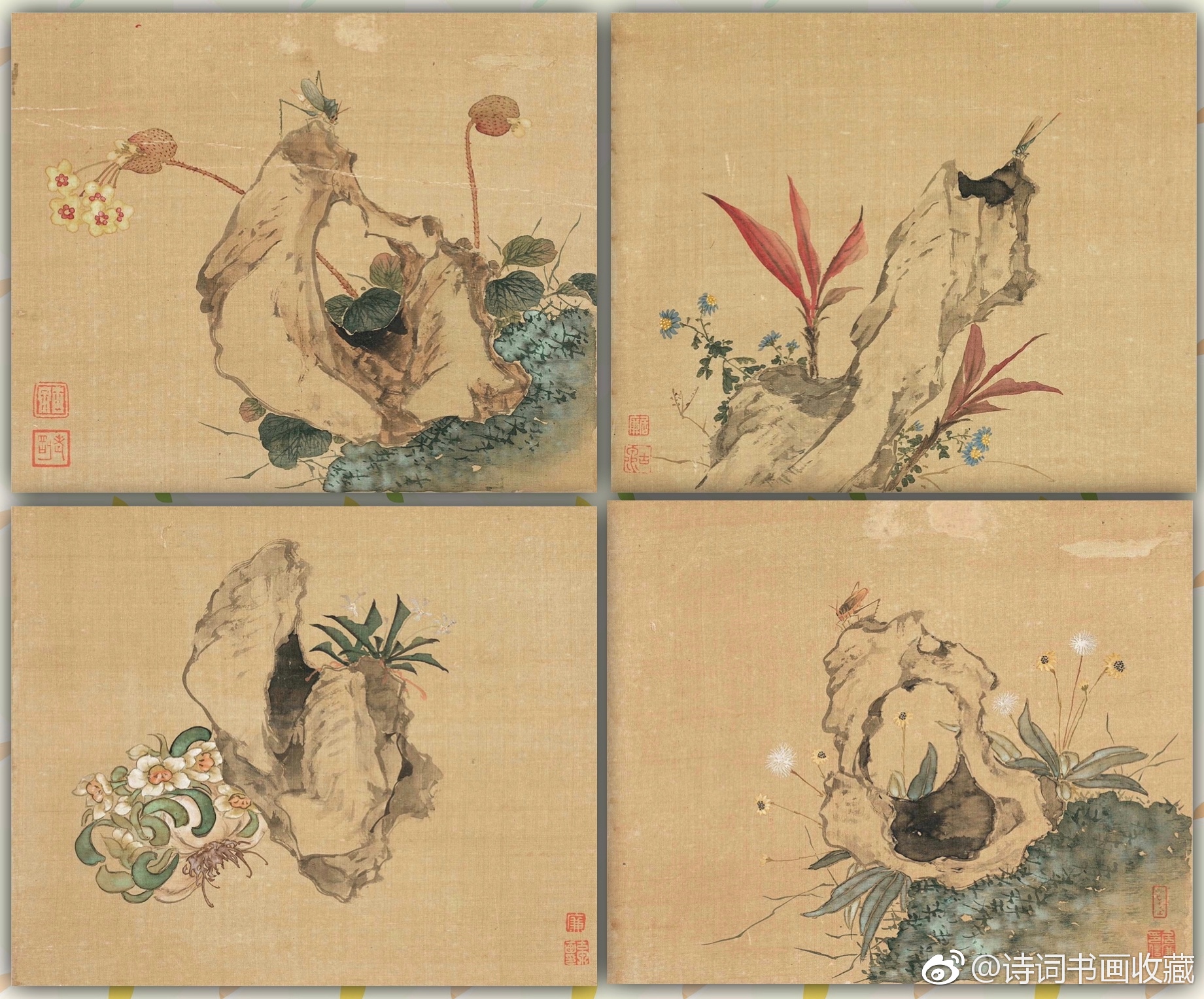 清代画家居廉 《花卉奇石册十二开》居廉(1828年9月22日-1904年5月|居廉|恽寿平|居巢_新浪新闻