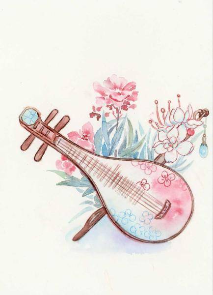 一组唯美的古风水彩插画by二妃m