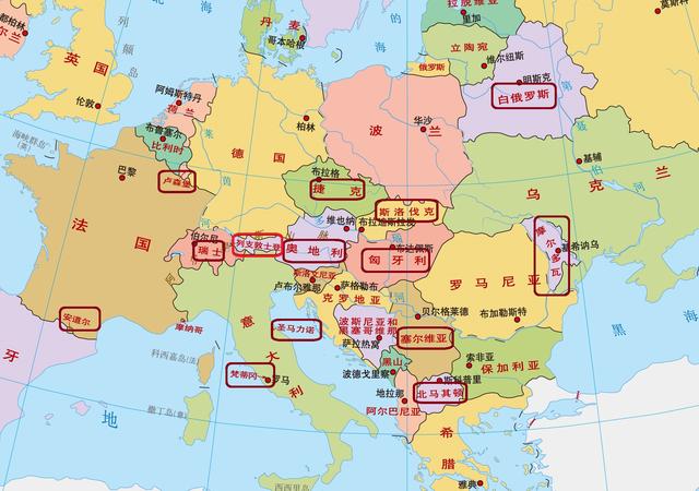 世界上共有四十多个内陆国其中大部分都分布在欧洲和非洲