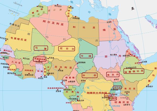 世界上共有四十多个内陆国其中大部分都分布在欧洲和非洲