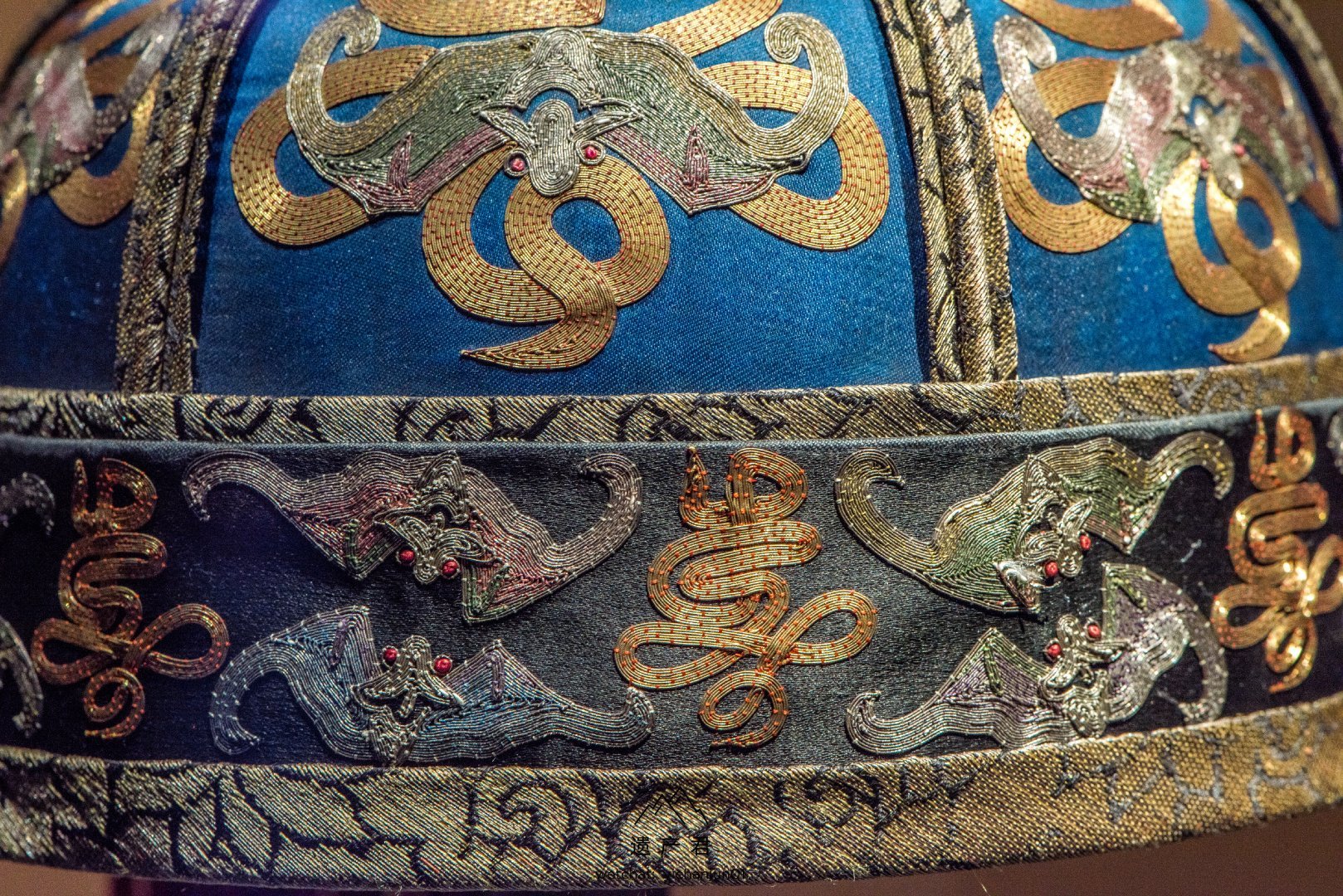 沈阳故宫博物院藏· 清代蓝缎平金福寿便帽