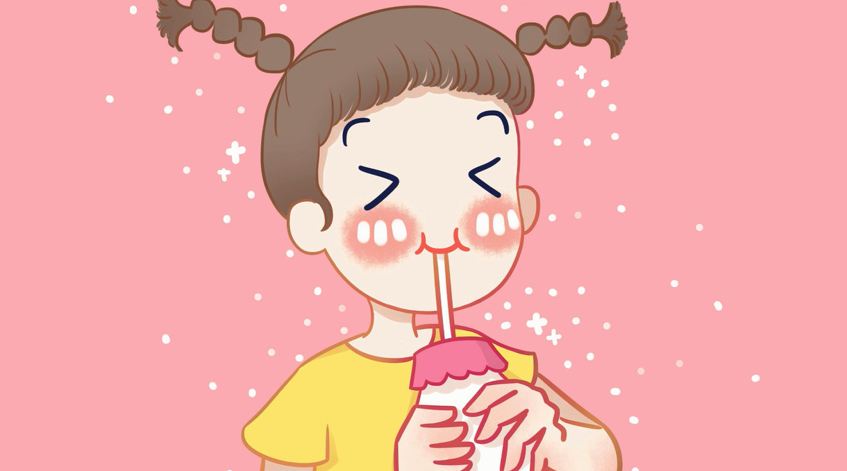 sai板绘过程平涂一张喝牛奶的小可爱67