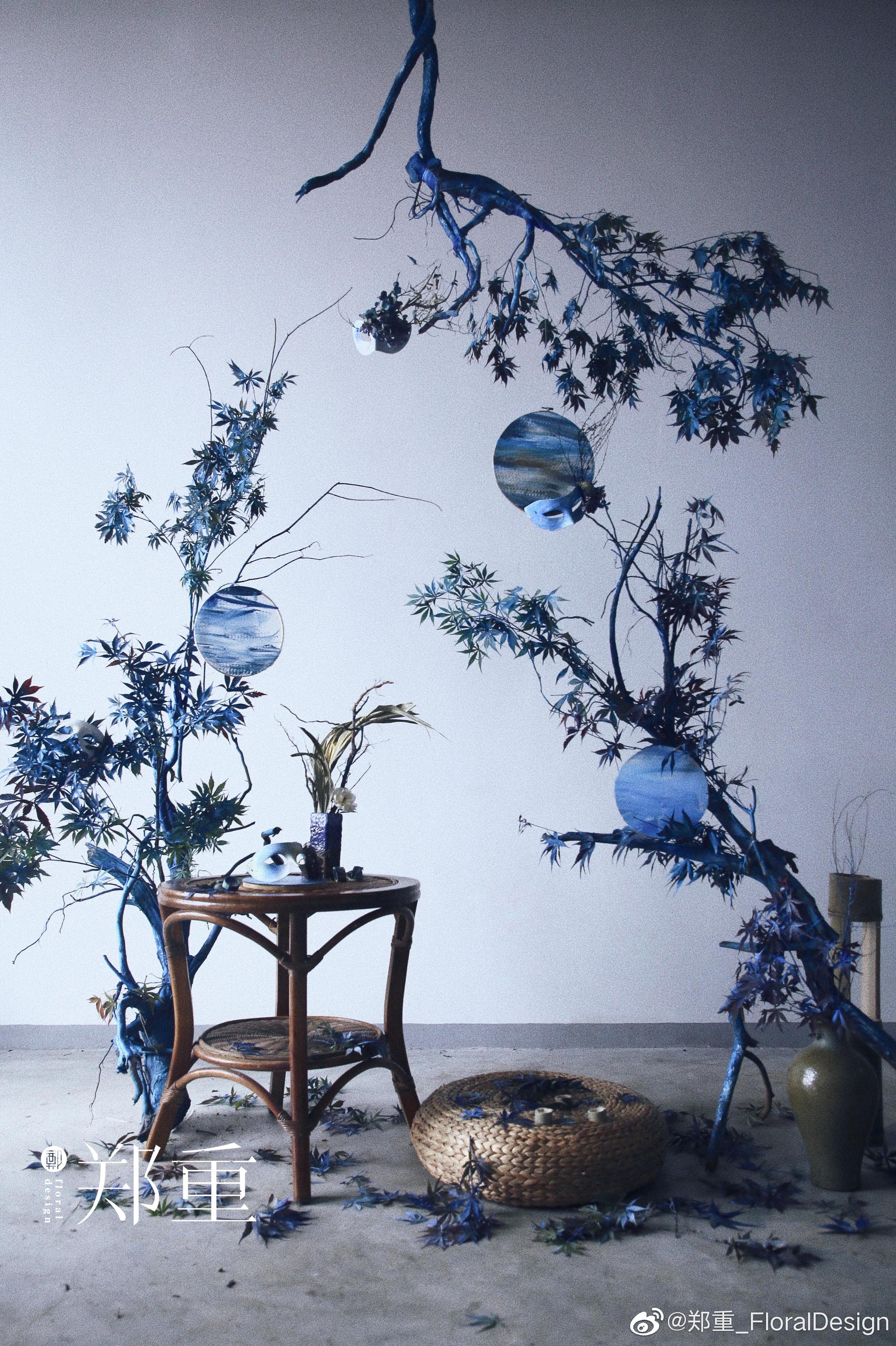 空间宴会花艺设计课程—同学们的毕业设计作品《平湖秋月》风静片