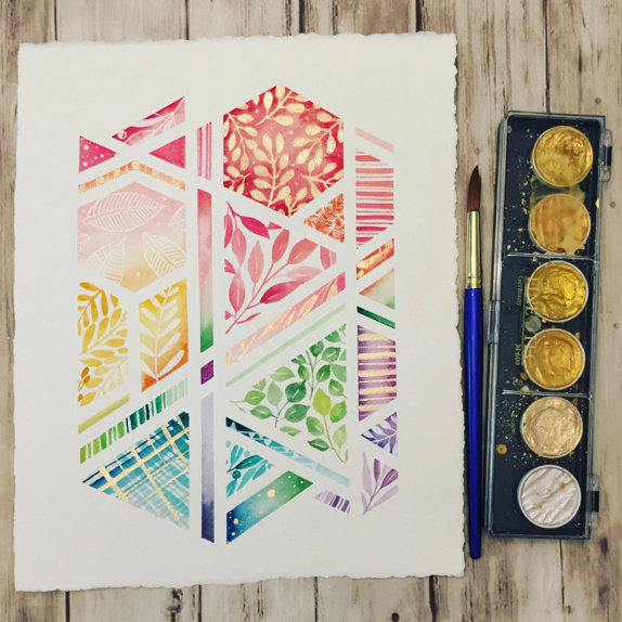 好看的水彩格子花纹,来自ins:leslie.writes.it.all