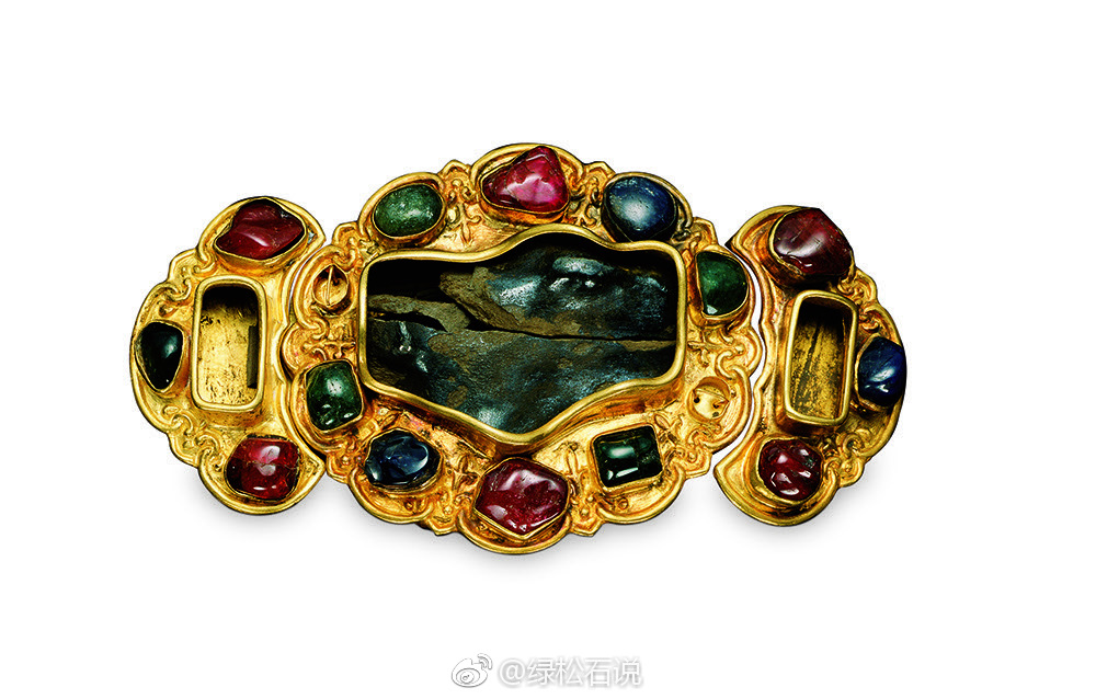 馆藏湖北省博物馆梁庄王墓出土金银饰品①金镶宝石绦环通长13