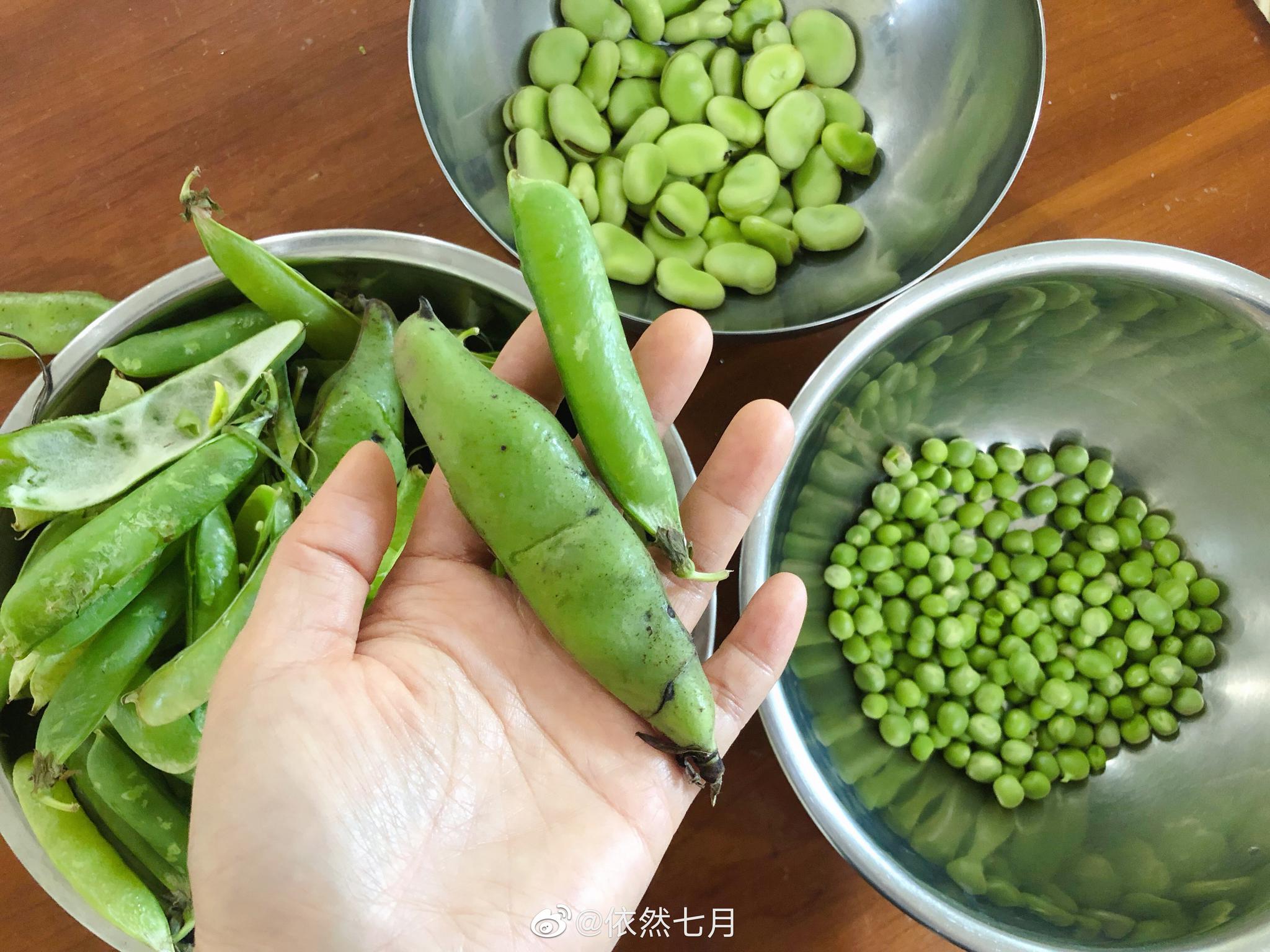 喜欢买鲜美的应季食材,带着豆荚的青豆蚕豆很快就过季了