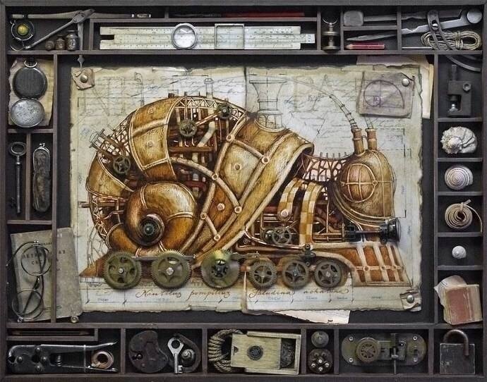 动物插画与机械的组合视觉!俄罗斯艺术家 gvozdariki