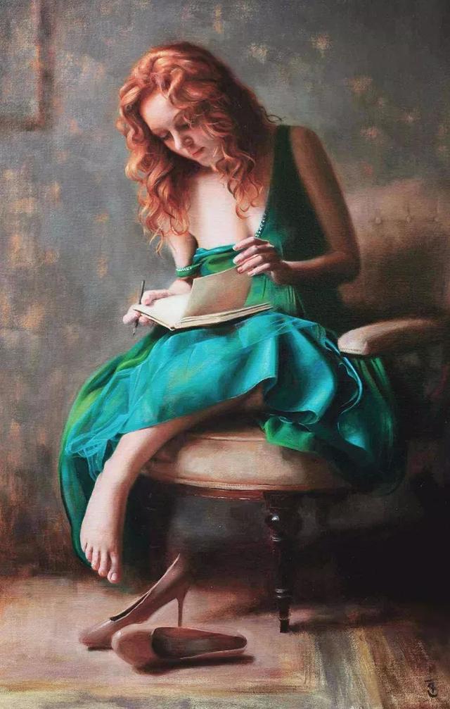 清静宁谧她画笔下的女人有一种安静美