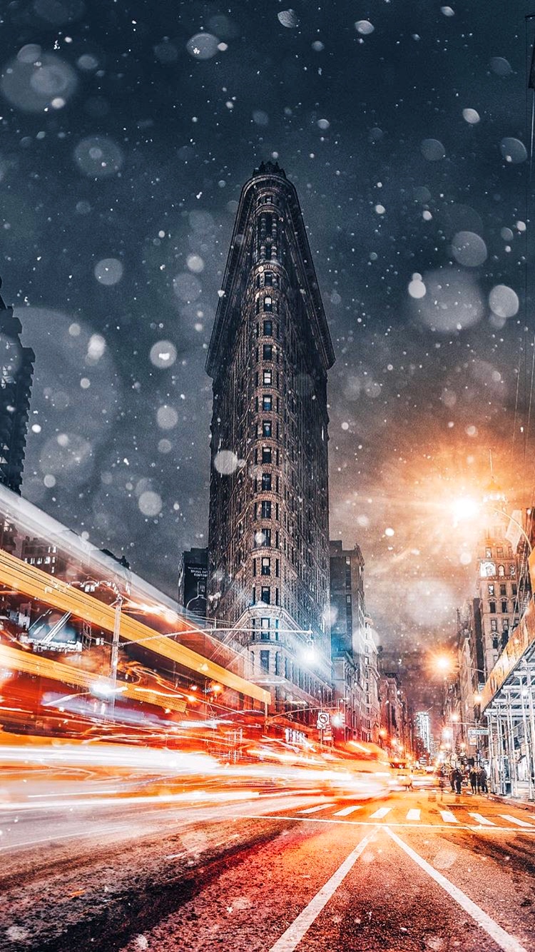 冬雪城市建筑主修冷色调