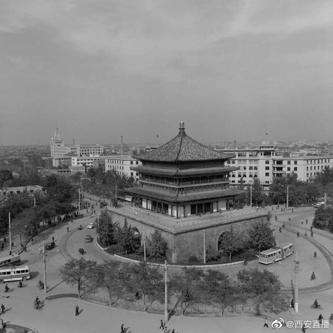 60~80年代西安老照片,拉练的民兵,防空洞,钟楼(百年旧照)