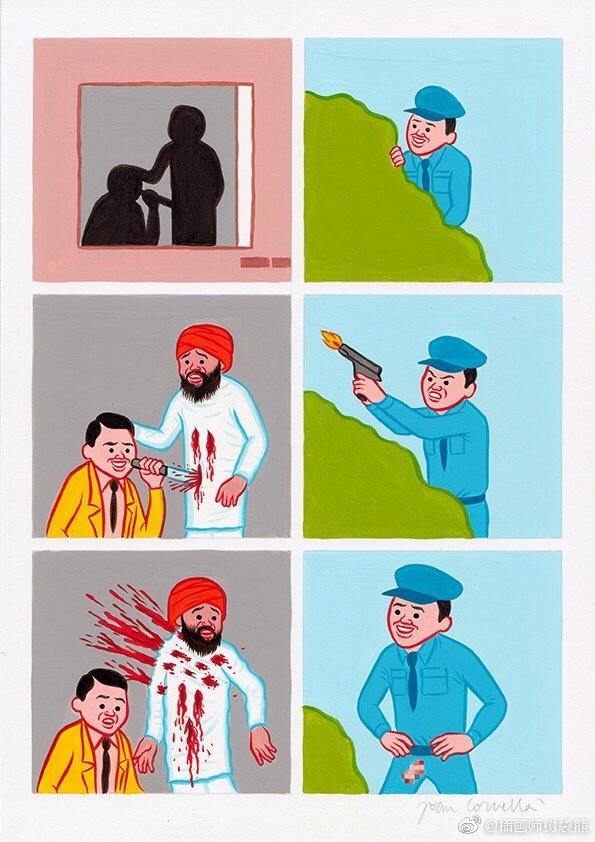 西班牙插画师joancornellávázquez黑色幽默插画设计作品