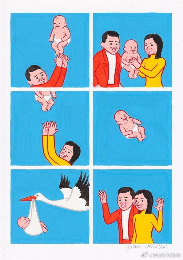 西班牙插画师joancornellávázquez黑色幽默插画设计作品