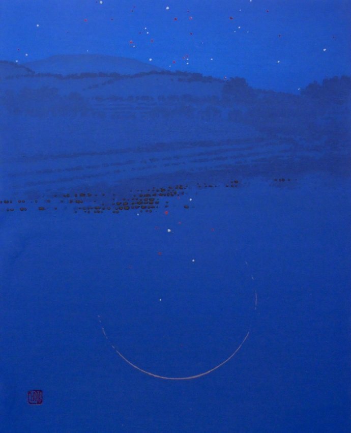 Moonlit night 日本京都画家 斉藤和 Saitou Kazu