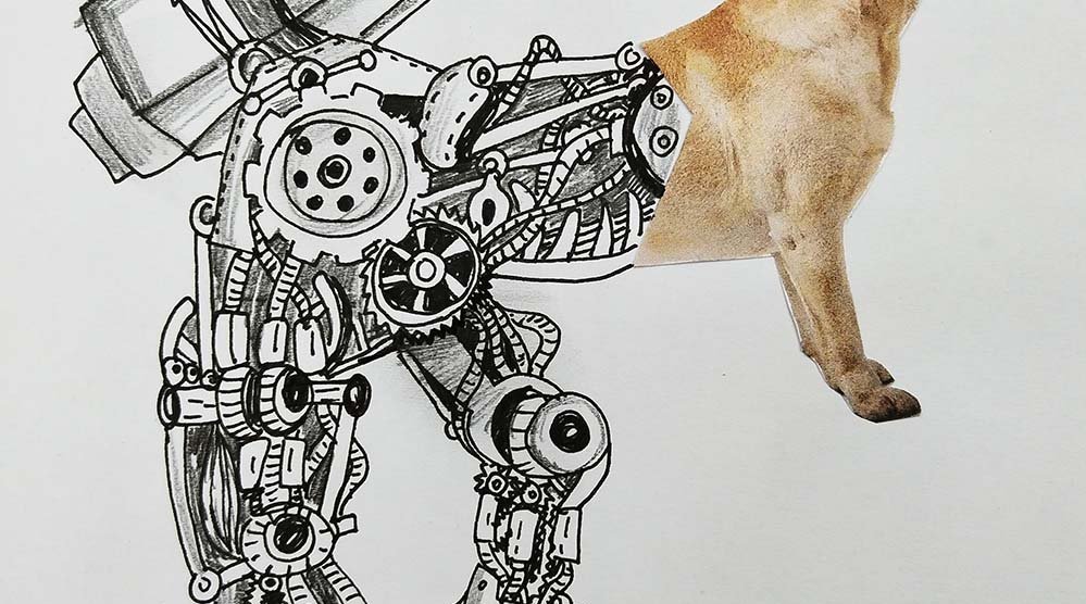 创意儿童画:机械化狗