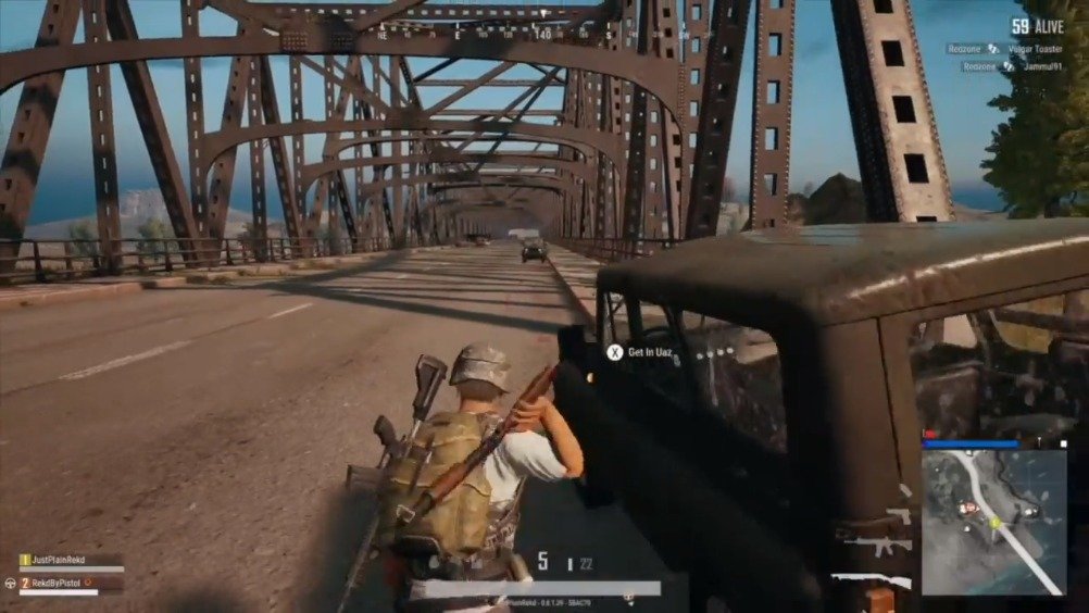 Xbox 吃鸡玩家用S686堵桥击杀过路开车的