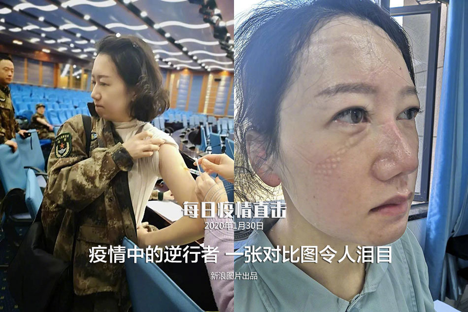 除夕夜,陆军军医大学医疗队员刘丽,登上去武汉的飞机.出发前