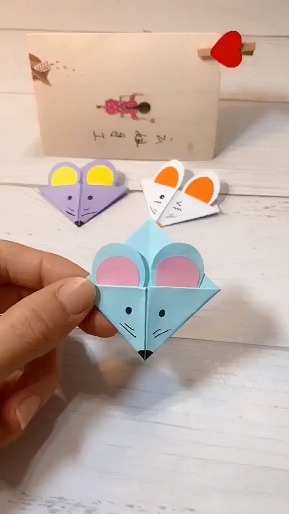 超级可爱的小老鼠书签,马住有空来做!