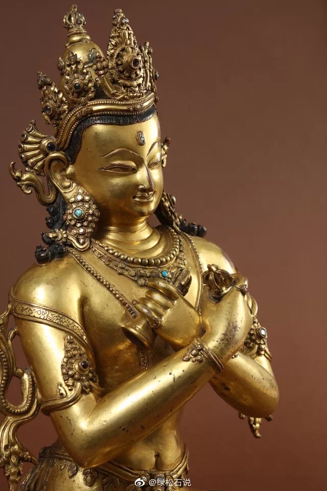 十四世纪 马拉王朝 大持金刚尼泊尔 铜鎏金 嵌宝石金刚持是印度