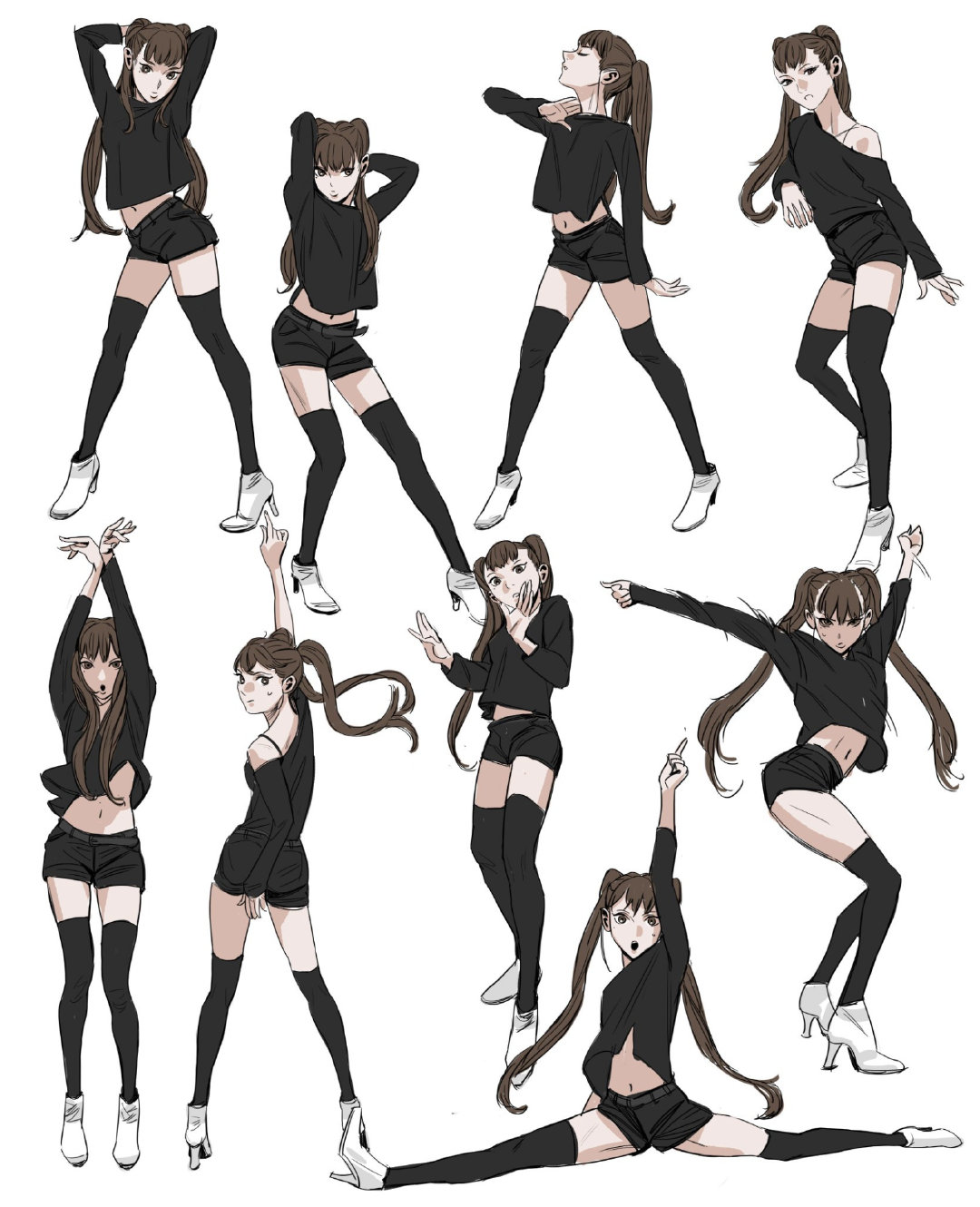 一组动感人物姿势,绘制角色动作和形体时用得到