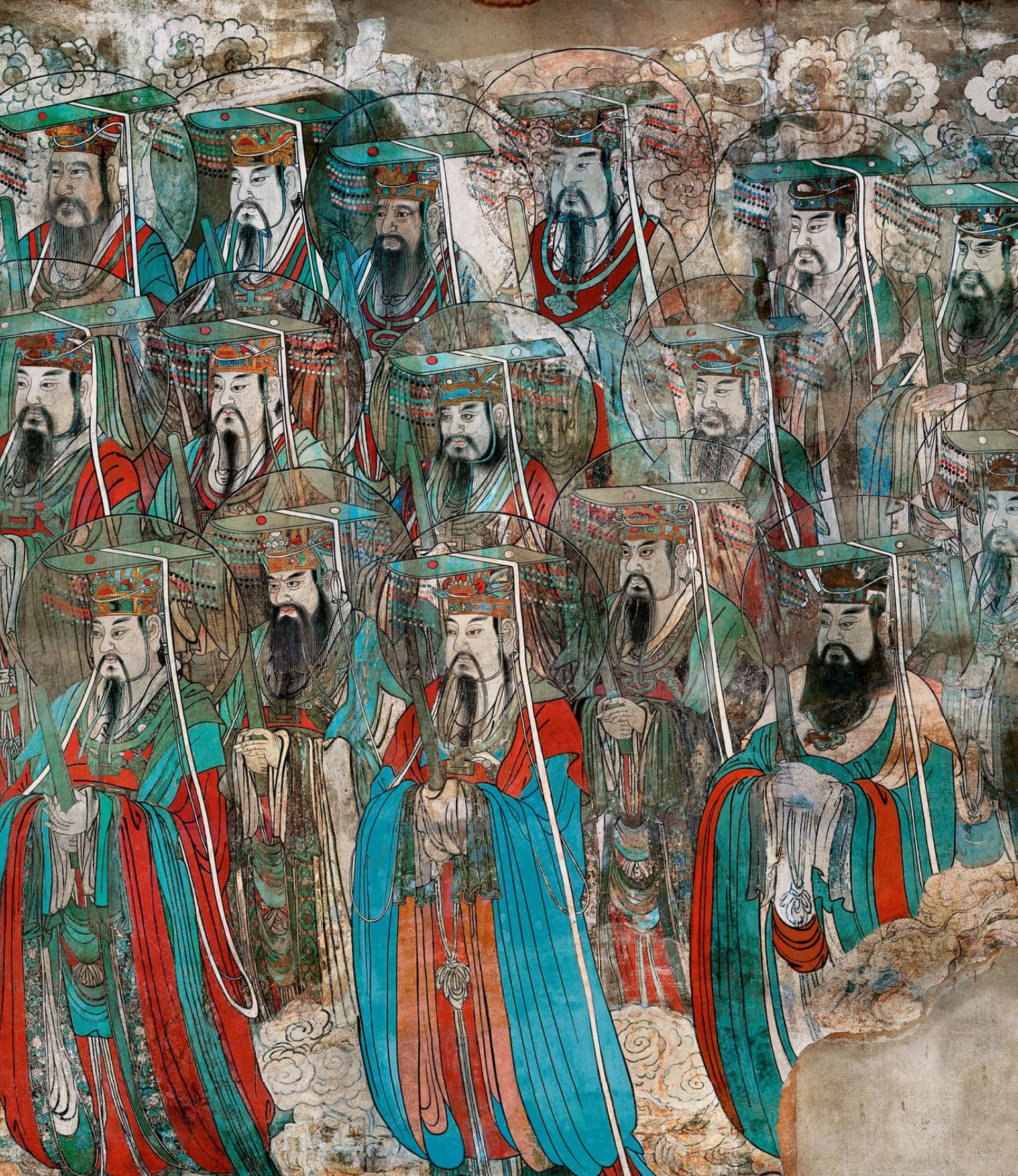 永乐宫壁画朝元图线条灵动布局生动气势恢宏