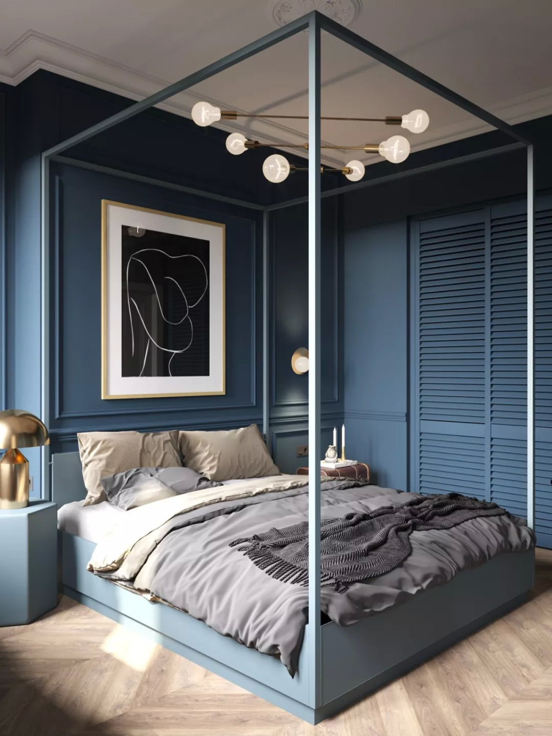 74㎡ 莫兰迪色轻奢风,要高级就来点绿