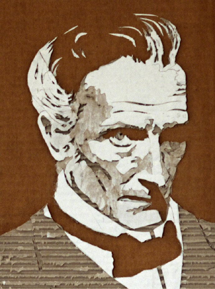 用瓦楞纸创作的人物肖像,来自艺术家 giles oldershaw | www