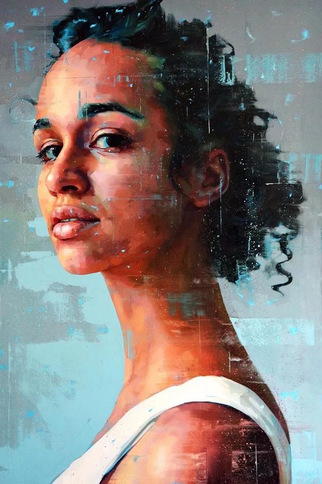 色彩斑驳意大利画家西尔维奥的巨型肖像油画欣赏