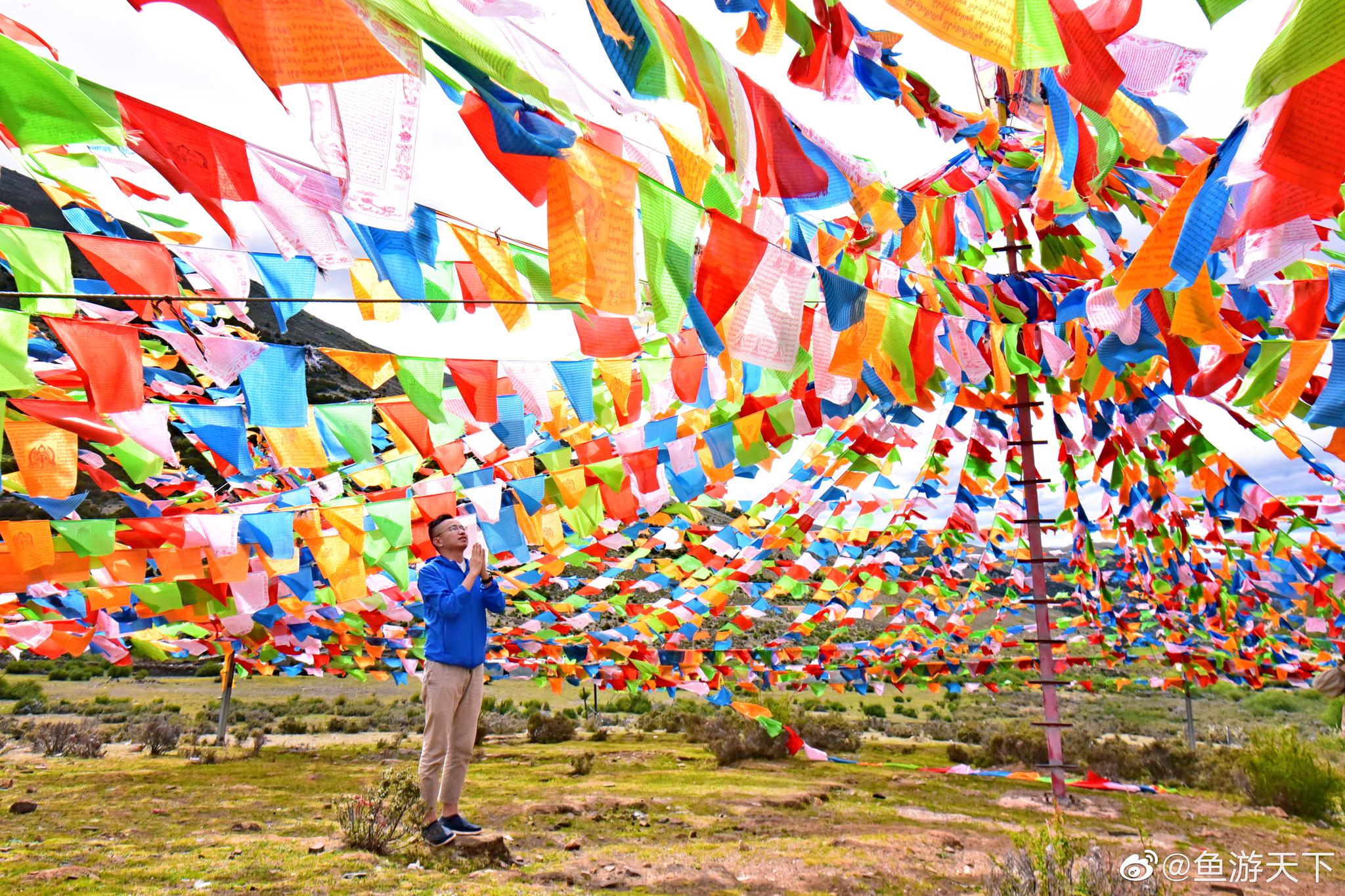 还在海拔4513的波瓦山亲身体验挂经幡,撒龙达,以此来为身边的人祈福.